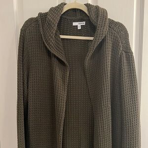 Hooded army green cardigan